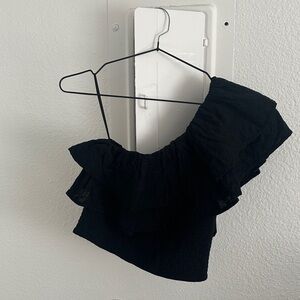 Abercrombie & Fitch Black Ruffle Off-Shoulder Blouse